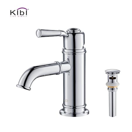 Kibi Victorian Single Handle Bathroom Vanity Sink Faucet with Pop Up Drain C-KBF1012CH-KPW100CH